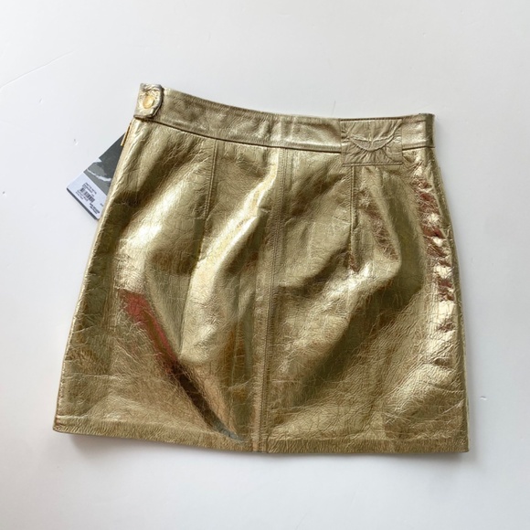 Zadig & voltaire metallic leather mini skirt *flaws* - Picture 2 of 7
